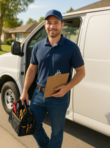 Hausmeister bei Reparaturarbeiten